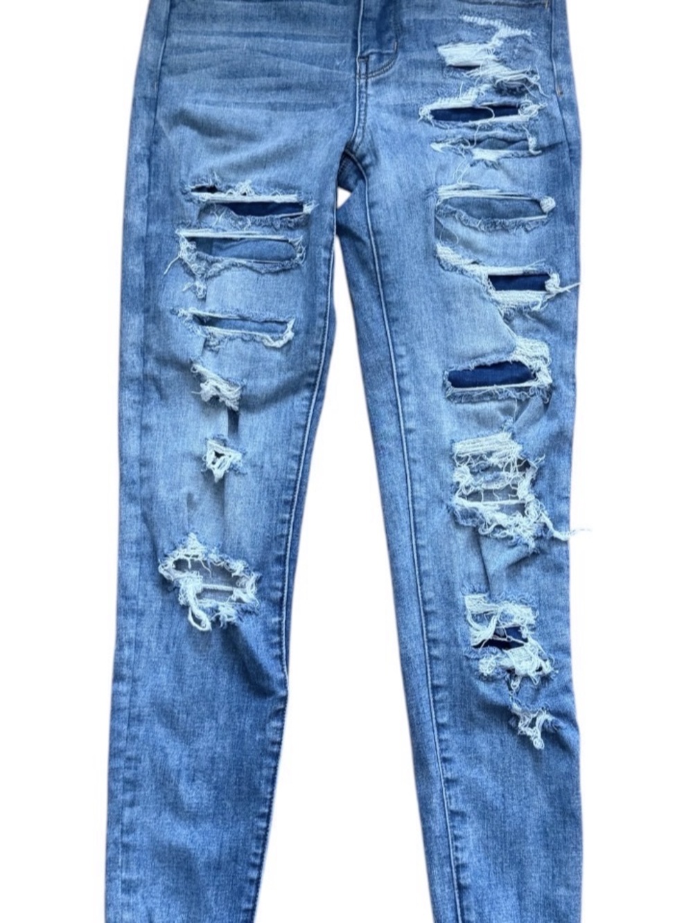 American Eagle High Rise Jegging Next Level Stretch Ripped Distressed Size 4